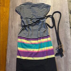 Derek Heart Strapless Dress - Black, White, Purple, Yellow, Blue